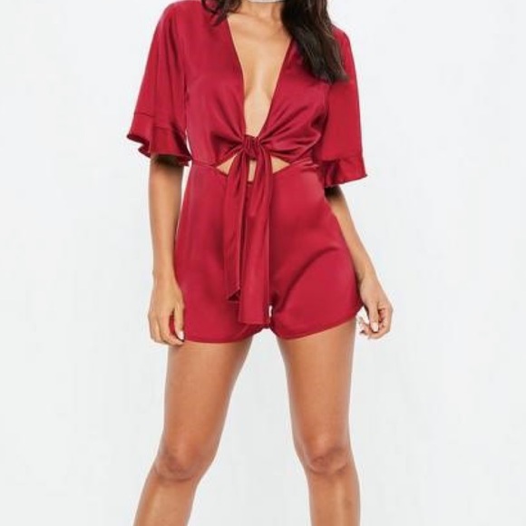 Missguided Other - MISSGUIDED TIE FRONT ROMPER/PLAYSUIT